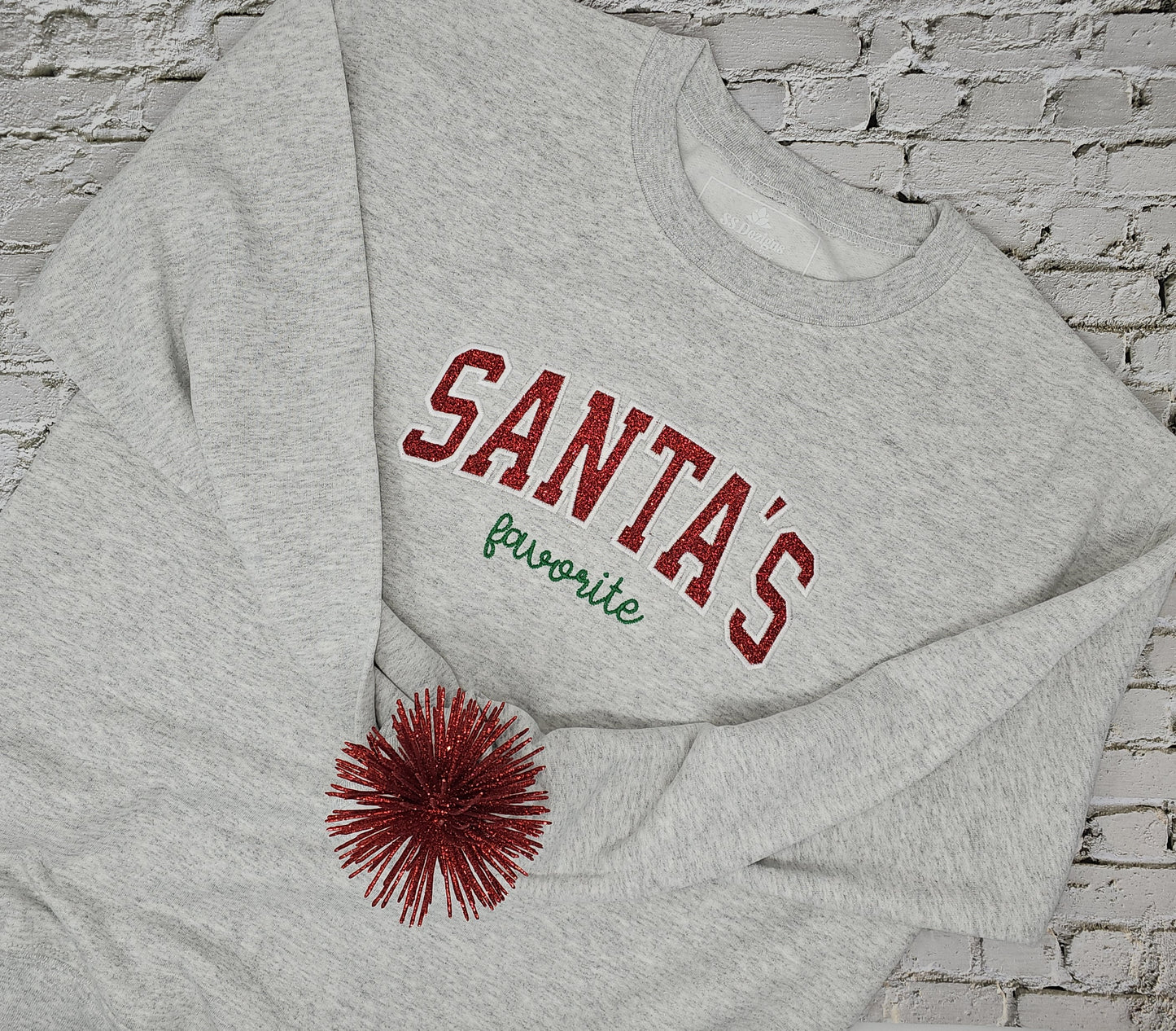 Santa’s Favorite Embroidered Christmas Sweatshirt | Cozy Holiday Crewneck for Women & Teens