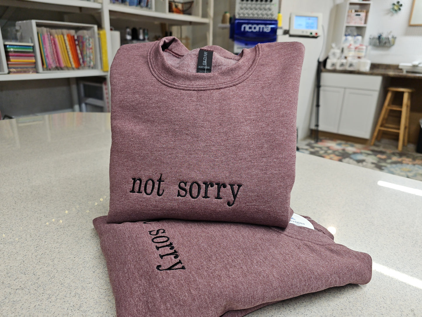 Not Sorry Embroidered Sweatshirt