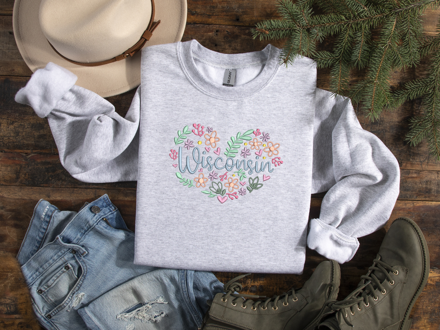 Embroidered Wisconsin Sweatshirt