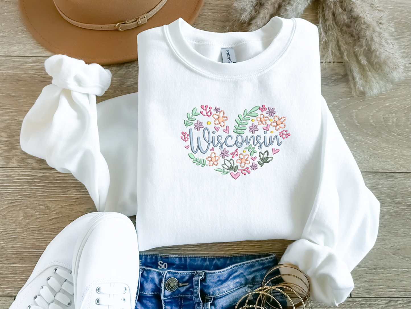Embroidered Wisconsin Sweatshirt