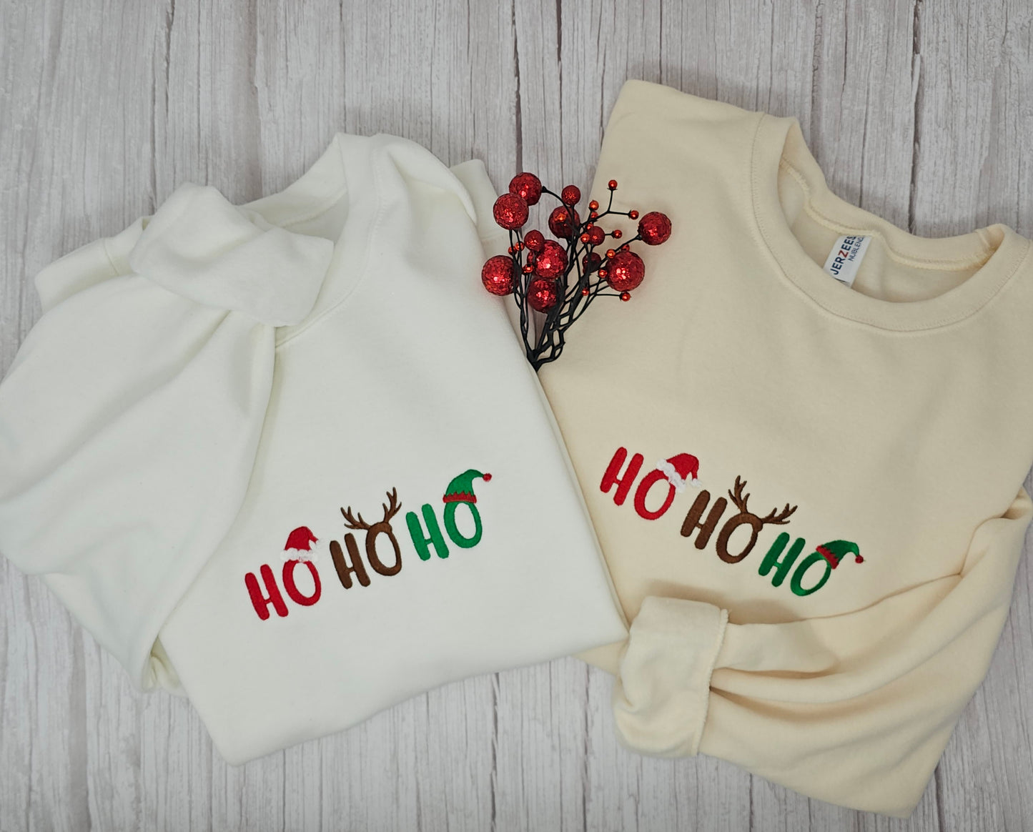 Charming Ho Ho Ho Embroidered Christmas Sweatshirt - Cozy Holiday Apparel