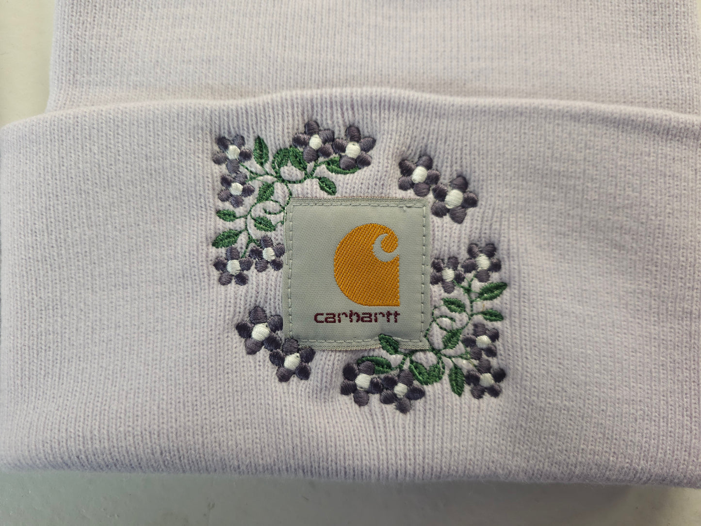 Women’s Floral Embroidered Knit Beanie – Soft, Warm Winter Hat with flowers and Pastel Stitching